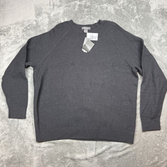 Daniel Cremieux Sweater Men’s 2XL Gray Solid Supima Cotton Crew Neck Tight Knit - Picture 1 of 7
